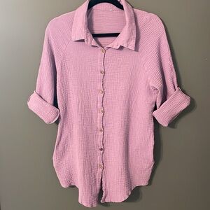 Lavender Textured Beach Cover Up, M